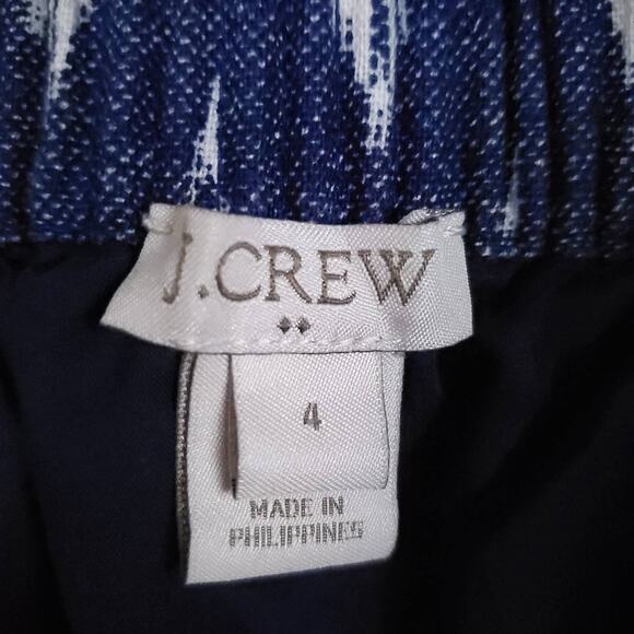J.Crew Aztec Western Linen Blue Skirt Feather Design Pocket Paper Bag Waist 4 - Picture 5 of 8